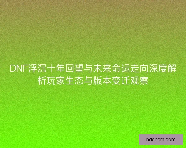 DNF浮沉十年回望与未来命运走向深度解析玩家生态与版本变迁观察