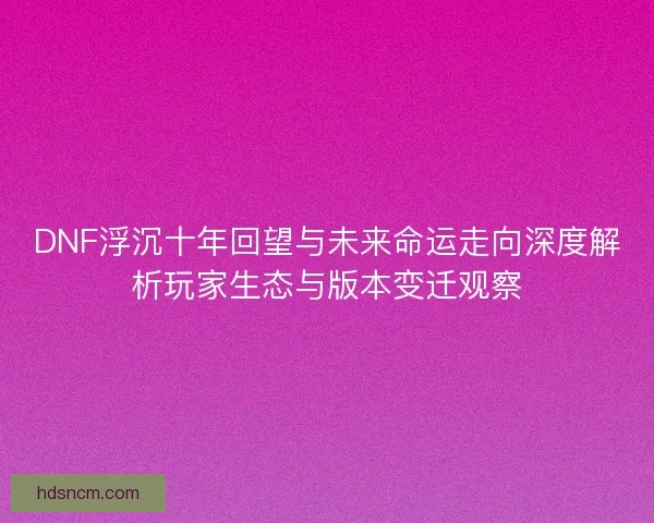 DNF浮沉十年回望与未来命运走向深度解析玩家生态与版本变迁观察